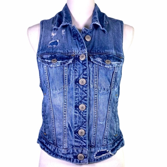 American Eagle Outfitters Jackets & Blazers - American Eagle Distressed Denim Jean Vest
